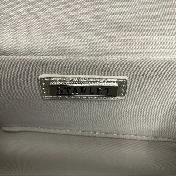 NWT Starlet Hollywood CA Silver Sparkling Stone Clutch Bag Shoulder Purse - Picture 13 of 16